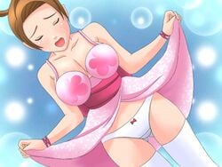 aged_up big_breasts brown_hair dress female female_only gyakuten_saiban lifting_dress pearl_fey phoenix_drive pink_dress presenting_panties tagme trinitron_cg white_panties