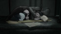 1boy 1girls 3d animated blonde_hair breast_grab defeated homeless large_breasts on_side outdoors ozisan rape supervillain supervillainess tagme video