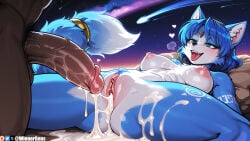 1boy 1girl 2026 2d :3 absurd_res absurd_resolution absurdres after_sex after_vaginal ai_generated animal_ears animal_nose anonymous_male aqua_eyes arm_tattoo blue_fur blue_hair blush body_fur breasts breasts_apart circlet completely_nude cum cum_in_pussy cum_on_body cumdrip dark_skin fox_ears fox_girl fox_tail furry furry_female green_eyes heart hetero hi_res high_quality high_resolution highres image krystal krystal_(star_fox) leg_tattoo lying medium_breasts night nipples nude on_back open_mouth outdoors patreon patreon_username penis pubic_hair pussy shooting_star short_hair sky smile snout solo_focus spread_legs star_(sky) star_fox starry_sky tail tattoo teeth tongue tongue_out two-tone_fur uncensored uncensured veins veiny_penis watermark white_fur wienergens
