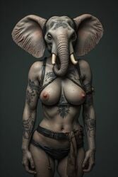 ai_assisted ai_generated animal_ears animal_humanoid anthro anthro_only anthrofied beastiality big_boobs big_breasts big_tits elephant furry furry_only human_only humanoid realistic tattoo tattoos thefinalrule