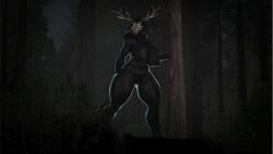 2026 absurd_res aimskull american_mythology anthro antlers areola belly big_breasts big_nipples black_body black_fur bone breasts deer digital_drawing_(artwork) digital_media_(artwork) female fur genitals hi_res horn huge_thighs indigenous_north_american_mythology large_female looking_at_viewer mammal monster mythological_creature mythology nipples north_american_mythology nude overweight skull skull_head solo teeth thatghkatkat thick_thighs tuft wendigo white_eyes