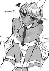 1girls blush breasts bunnysuit female kawana_tsubasa kneeling tagme the_hundred_line_-last_defense_academy- tsubasa_kawana
