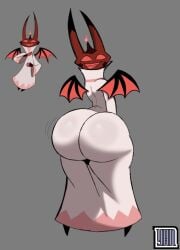 2d 2d_(artwork) ass ass_focus big_ass big_butt butt butt_focus clothed demon fat_ass fat_butt imp looking_at_viewer looking_back male male_only presenting presenting_hindquarters reference_image robe shaking_ass smile smiling smiling_at_viewer solo solo_male watermark wiggle_lines wings yanafterdark yogirt_(helluva_boss)