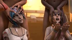 2girls 3boys 3d animated arm_tattoo blue_eyes blue_hair brain_fuck brown_hair chloe_price clothed_female_nude_male dark-skinned_male dark_skin death female female_death guro gurochanop hand_on_head hands_on_head interracial life_is_strange male max_caulfield necklace no_sound nude_male_clothed_female skull_fucking tagme tattoo twitching video