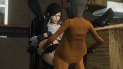 1boy 1girls 3d animated black_hair brown_eyes captured chair_position cum_on_ass large_breasts larger_female on_chair ozisan policewoman rape sex size_difference smaller_male tagme ugly_bastard vaginal_penetration vaginal_sex video