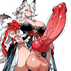 1futa 2026 2d absurd_res absurd_resolution absurdres ai_generated animal_ear_fluff animal_ears animal_penis bare_shoulders big_penis bracelet breasts cleavage clothes_lift detached_sleeves dress dress_lift erection facial_mark fox_ears fox_girl fox_tail futanari hi_res high_quality high_resolution highres hsin_(wuthering_waves) huge_breasts huge_penis huge_testicles image jewelry large_breasts large_penis large_testicles lifted_by_self long_hair minjad penis precum red_eyes shiny_skin simple_background smile solo tail testicles uncensored uncensured veins veiny_penis very_long_hair white_background white_hair wuthering_waves
