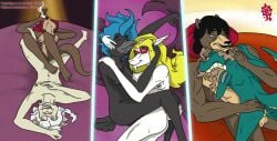 achromatic_stallion after_sex after_sex_cuddling after_sex_sleeping after_sex_smoking afterglow anthro avian balls bear beard bed bed_sheet bedding bedroom_eyes bird black_hair blonde_hair blue_hair bovid brown_hair butt butt_grab canda_yanaphelyan_(underlings) caprine cigarette corvid corvus_(genus) cuddling cybernetics cyberpunk cyborg dalon_malagan_(underlings) duo ear_piercing eloi_malagan_(underlings) eyeshadow facial_hair felid feline female furniture genitals goat goatee grabbing_sheets hair hand_on_butt horn jewelry lecine_eselwyd_(underlings) machine makeup male male/female mammal muscular muscular_anthro muscular_male mustache mustelid narrowed_eyes necklace necklace_only nipples nobra_eselwyd_(underlings) nude nude_anthro nude_female nude_male oscine otter otter_tail passerine piercing pink_eyes pree_yanaphelyan_(underlings) raven red_eyeshadow red_hair romantic romantic_ambiance romantic_couple running_makeup scalie seductive skinny skinny_anthro skinny_female skinny_male smoke smoking smoking_cigarette stepped_on stepping_on_genitals trans_(lore) trans_woman_(lore) unknown_animations_studios vulva white_hair