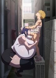 big_breast big_breasts blonde-haired_male blonde_hair blowjob breasts breasts_bigger_than_head bursting_breasts busty chainsaw_man cum cum_in_mouth denji_(chainsaw_man) dratvan enormous_breasts fellatio female giant_breast gigantic_breast hearts_around_head huge_breast humongous_breasts hyper_breasts large_breast large_breasts massive_breasts orgasm penis penis_in_mouth purple_hair reze_(chainsaw_man) stockings voluptuous
