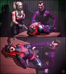 3d arms_behind_back batman_(series) batwoman bondage cassie_cage cassie_quinn comic crazy_smile dc dc_comics electricity electrocution gun_to_head harley_quinn_(cosplay) jazzhands joker lipstick makeup mortal_kombat mortal_kombat_11 orientation_play pigtails rape smile source_filmmaker the_joker torture