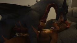 16:9 3d_(artwork) 4k absurd_res anthro bed bedroom_eyes bedroom_sex breasts breath brown_eyes bunsen digital_media_(artwork) dobermann_(untied_verbeger) face_lick female feral from_behind_position furniture head_lick hi_res licking light looking_down lorenzopilot15ra male mounting narrowed_eyes nude panting penetration pillow seductive sex tongue tongue_out vaginal vaginal_penetration widescreen