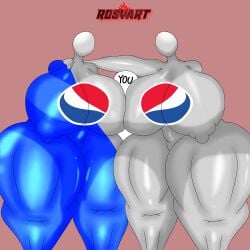 1boy 2girls background big_ass big_breasts giant_female huge_breasts pepsi pepsiwoman pov rosyart thick_ass thick_thighs thighs