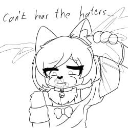 1:1 animal_genitalia animal_penis anthro arctic_wolf bodily_fluids canid canine canis clothing collar cum cum_from_ear cum_from_mouth cum_from_nose cum_in_ear cum_in_mouth cum_in_nose cum_inside cum_through cumshot duo ear_penetration ejaculation equine_genitalia equine_penis excessive_cum excessive_genital_fluids femboy genital_fluids genitals hi_res kyopikoto kyopikoto_(kyopikoto) male male/male mammal monochrome penetration penile penile_penetration penis penis_in_ear shirt tongue tongue_out topwear wolf