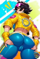 ai_art ai_assisted ai_generated ass ass_focus ass_grab black_hair cameltoe glasses huge_ass jubilee looking_back marvel_comics marvel_rivals mixxiru short_hair tight_pants x-men