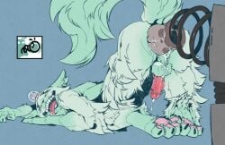all_fours anal anal_fisting anal_fluids anal_penetration animal_genitalia animal_penis anthro anthrofied arm_tuft ass_up balls black_claws blue_body blue_fur bodily_fluids brain claws cum cum_while_penetrated doggystyle domestic_cat drooling drooling_tongue ejaculation elbow_tuft erection felid feline feline_genitalia feline_penis felis fist fisting fluffy fluffy_balls fluffy_body fluffy_butt fluffy_ears fluffy_hips fluffy_paws fluffy_tail franklin_(mewgenics) from_behind_position fur genital_fluids genitals glans happy hi_res humanoid_genitalia humanoid_penis looking_back looking_pleasured machine male male_anthro mammal mewgenics minel_anteater nude nude_anthro nude_male organs pawpads paws penetration penile_spines penis pink_pawpads rear_view red_penis robot saliva sex simple_background solo spring tail tears tears_of_pleasure tongue tongue_out tuft vein veiny_penis