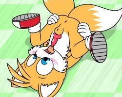 1boy anthro anus ass balls blush canine fang fox knot licking licking_penis male male_only masturbation mobian_(species) open_mouth oral oral_masturbation penis pokefound sega shoes solo sonic_(series) sonic_the_hedgehog_(series) tails_the_fox tongue tongue_out
