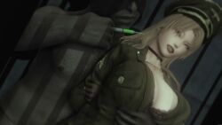 1boy 1girls 3d animated arm_around_waist arms_behind_back audio blonde_hair blue_eyes bouncing_breasts bound bound_arms bound_wrists captured drugged_rape drugged_sex drugs female_soldier large_breasts larger_male mole_on_breast on_chair ozisan rape restrained reverse_cowgirl_position sex sitting_on_lap sitting_on_penis sitting_on_person size_difference smaller_female tagme ugly_bastard vaginal_penetration vaginal_sex video