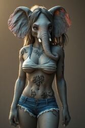 ai_assisted ai_generated animal_ears animal_humanoid anthro anthro_only anthrofied beastiality big_boobs big_breasts big_tits elephant furry furry_only human_only humanoid realistic tattoo tattoos thefinalrule