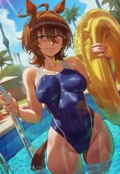 1girls agnes_tachyon_(umamusume) ai_generated animal_ears bancinq big_breasts blush blush_lines blushing blushing_at_viewer blushing_female breasts brown_hair busty busty_female camel_toe cameltoe curvaceous curvaceous_figure curvy curvy_female curvy_figure female female_focus female_only horse_ears horse_girl light-skinned_female light_skin looking_at_viewer nipples nipples_visible_through_clothing one-piece_swimsuit only_female orange_eyes pool pussy pussy_visible_through_clothes short_hair swimsuit umamusume vagina vagina_visible_through_clothing