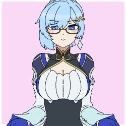 ! 1girls ? aqua_hair areolae blue_eyes blush boobs breast_expansion cyan_hair dracotail_faimena dragon_girl dragon_tail_fymena dress duel_monster earrings expansion exposed_breasts female female_only fringe gif glasses gloves hi_res huge_breasts konami light_skin mole mole_under_eye nipples no_bra open_mouth rarara_max short_hair solo standing surprised torn_clothes younger_female yu-gi-oh!