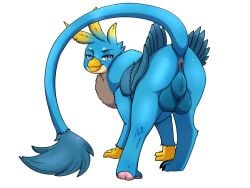 2026 4:3 4_fingers 4_toes absurd_res anus avian backsack balls beak beak_closed big_balls black_claws black_eyebrows blue_balls blue_body blue_eyes blue_feathers blue_perineum blue_tail blue_tail_tuft blue_wings claws digital_drawing_(artwork) digital_media_(artwork) eyebrows feathered_wings feathers feet feral fingers friendship_is_magic gallus_(mlp) genitals glistening glistening_eyes gryphon half-closed_eyes hasbro hi_res hindpaw imposter_dude looking_at_viewer looking_back looking_back_at_viewer male male_feral mouth_closed multicolored_body multicolored_feathers my_little_pony mythological_avian mythological_creature mythology narrowed_eyes neck_tuft non-mammal_balls pawpads paws perineum pink_anus pink_pawpads pupils quadruped rear_view scuted_arms scutes simple_background slit_pupils solo tail tail_tuft toe_claws toes tuft white_background white_body white_feathers wings yellow_beak yellow_body yellow_feathers