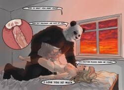 absurd_res anthro anthro_penetrating anthro_penetrating_human bear beastars bodily_fluids cervical_contact cervix cum cum_in_uterus cum_in_vagina cum_inside english_text errrso_(artist) fan_character female from_front_position genital_fluids genitals giant_panda gouhin_(beastars) hi_res human human_on_anthro human_penetrated impregnation impregnation_attempt impregnation_request internal internal_vaginal interspecies interspecies_impregnation lying male male/female mammal missionary_position muscular muscular_anthro muscular_male on_back penetration penile penile_penetration penis penis_in_vagina pubes sex text uterus vaginal vaginal_penetration x-ray_view