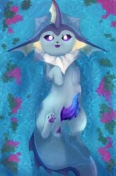 2026 absurd_res animal_genitalia animal_penis anus blue_body blue_penis cetacean_genitalia cetacean_penis crossvallia cute_fangs eeveelution eyebrows fangs feral frill_(anatomy) generation_1_pokemon genital_slit genitals glistening glistening_eyes glistening_genitalia glistening_penis gradient_penis heart_nose heart_symbol hi_res male neck_frill nintendo no_sclera partially_submerged paws penis pokemon pokemon_(species) pupils purple_eyes purple_penis purple_tongue solo spiked_penis spiked_tail spikes spikes_(anatomy) tail tapering_penis teeth tongue tongue_out vaporeon water white_pupils