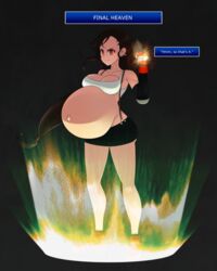 1girls big_breasts breasts cg3p cleavage female female_only final_fantasy final_fantasy_vii huge_belly large_breasts looking_at_viewer pregnant ready_to_pop solo tifa_lockhart