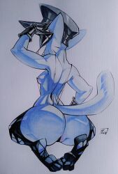 absurd_res anthro back_muscles big_butt black_eyeshadow breasts butt cartoon_network clothing domestic_cat eye_bags eyeshadow felid feline felis female genitals gloves handwear hat headgear headwear hi_res legwear looking_back makeup mammal nicole_watterson painting_(artwork) paws red_vulva small_breasts solo stockings stretched_underwear the_amazing_world_of_gumball thong tlen_borowski torn_clothing torn_legwear torn_stockings traditional_media_(artwork) traditional_painting_(artwork) traditional_watercolor_(artwork) underwear vulva watercolor_(artwork)