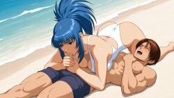 69 69_position ai_generated couple_sex female_dominating_male king_of_fighters kof kyo_kusanagi leona_heidern oral_sex sixty_nine the_king_of_fighters woman_on_top