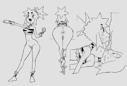 1girls anus ass bottomless cavewoman character_request monochrome noill oogoo_(noill) oral pussy tagme