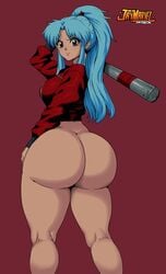 1girls artist_name ass ass_bigger_than_head baseball_bat big_ass big_butt blue_hair botan bottom_heavy bottomless bottomless_jacket breasts bubble_butt butt butt_crack closed_mouth clothes clothing color colored curvaceous curvy curvy_body curvy_female curvy_hips dat_ass english english_text eyebrows_visible_through_hair female female_focus female_only frown gigantic_ass hair half_naked hand_on_hip holding_object holding_weapon hourglass_figure huge_ass huge_butt human human_only jacket jay-marvel large_ass large_breasts long_hair long_sleeves looking_at_viewer looking_back no_panties open_eyes pale-skinned_female pale_skin partially_clothed patreon plain_background ponytail purple_eyes red_background red_jacket round_ass round_ears shinigami shounen_jump solo solo_female solo_focus standing text thick_ass thick_thighs thighs thin_waist tied_hair uncensored weapon wide_hips yu_yu_hakusho