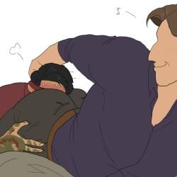 2boys 2d 2d_artwork bedsheets belt belt_buckle black_hair black_pants blind blindfold blindfolded blush blush_lines blushing brown_belt brown_hair clothed clothing dominant dominant_male face_on_ass flustered flustered_male gay hammy_san863 heavily_blushing interracial irezumi johnny_cage kenshi_takahashi light-skinned_male light_skin male male_only mortal_kombat mortal_kombat_1_(2023) mostly_clothed muscular muscular_male musical_note no_eyes on_bed purple_shirt red_blindfold sketch smelling smelling_ass sniffing sniffing_ass submissive submissive_male sweat sweatdrop sweating sweaty swordsman tagme tattoo tattoo_on_arm tattooed_arm tattoos white_background yaoi