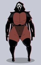 1girls behemaid black_gloves breasts bursting_breasts danny_johnson dark-skinned_female dark_skin dead_by_daylight elbow_gloves female female_ghostface female_only fuck_me_boots full_body ghost_face ghostface gigantic_breasts high_heel_boots high_heels highleg_leotard hood hooded_leotard leotard mask scream_(franchise) skindentation standing thick_thighs thigh_boots wide_hips yeehawt0wn