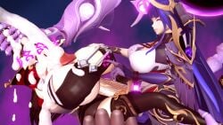 beidou_(genshin_impact) futa_on_female futaflux futanari huge_cock raiden_shogun_(magatsu_mitake_narukami_no_mikoto)