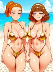 ai_generated beach gold_bikini mayihavesomeslops morticia_smith rick_and_morty sisters summer_smith