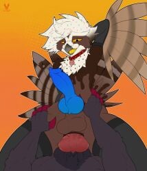absurd_res anal anal_penetration animal_genitalia animal_penis anthro anus arm_warmers armpit_fetish armpit_play armwear avian balls beak big_balls big_penis bird blue_penis butt canine_genitalia canine_penis ceilo_(wafflezcol) claws clothing collar cowgirl_position cutefckngbunny duo erection feathers femboy food food_creature from_front_position generation_5_pokemon genitals hand_on_butt hand_on_hip hand_on_leg hand_on_thigh hi_res hung_bottom hung_femboy knot knotted_penis legwear licking licking_lips looking_down lying male male/male male_penetrated male_penetrating male_penetrating_male multicolored_penis muscular nintendo on_back on_bottom on_top owl penetration penile penile_penetration penis penis_in_ass penis_tip pokemon pokemon_(species) pulsatrix sex sheath spectacled_owl spread_butt spreading tail thigh_highs tongue tongue_out transformation true_owl zoroark