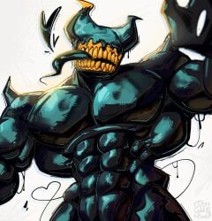 anthro bara bendy_and_the_dark_revival bendy_and_the_ink_machine ink_demon its_coldpizzart male male_only muscles muscular solo solo_male