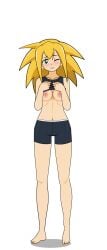 barefoot boobs breasts kisekae mega_man_legends_(series) petite_body roll_caskett showing_breasts small_breasts spnati standing strip_poker_night_at_the_inventory stripping underwear