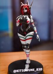 black_hair busty cyan_eyes figure figure_transformation figurine heart-shaped_pupils kitsuwune_b3d large_ass large_breasts large_thighs long_hair red_hair robot robot_girl sex_toy sexbot velvet-01_(kitsuwuneb3d) white_skin