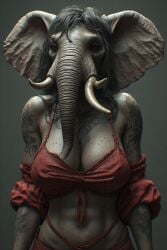 ai_assisted ai_generated animal_ears animal_humanoid anthro anthro_only anthrofied beastiality big_boobs big_breasts big_tits elephant furry furry_only human_only humanoid realistic tattoo tattoos thefinalrule