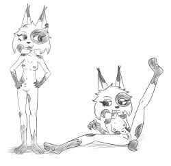 absurd_res anthro breasts felid feline female genitals gesture hi_res lynx mammal naughty_face nekky(lynx) nude nude_anthro nude_female pinup pose presenting solo spread_legs spreading suggestive suggestive_gesture terrance1316 vulva