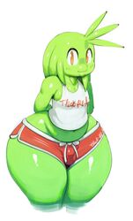 1boy big_ass big_butt booty_shorts bulge chubby clothed femboy green_skin huge_ass huge_thighs hyper_ass hyper_thighs jay_(sqoon) male male_only shiny_skin solo sqoon thick_thighs