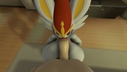 1boy 1girls 3d 3d_(artwork) blowjob cinderace female ironhawk male male/female male_on_female male_penetrating_female nintendo pokemon pokemon_(species) tagme video