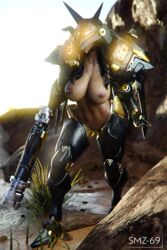 1girls 3d anubis_pharah armor blizzard_entertainment breasts brecca_(smz-69) dark-skinned_female dark_skin functionally_nude hi_res huge_breasts large_breasts navel nipples nude overwatch pharah smz-69