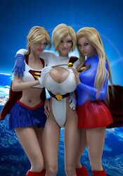 3d 3girls alien alien_girl alternate_costume alternate_version_available argoan ass belt big_ass bimbo blonde_hair blue_eyes boots breast_grab breasts bursting_breasts cleavage cleavage_cutout costume curvy dat_ass dc dc_comics earth-2 earth2 earth_2 eyeshadow female female_only gloves grabbing_breasts hero heroine holding_breast holding_breasts hourglass_figure huge_breasts humanoid jsa justice_league justice_society justice_society_of_america kara_danvers kara_zor-el kara_zor-l karen_starr kryptonian large_breasts leotard lipstick long_hair looking_at_viewer lower_body makeup mascara mature mature_female mature_woman multiple_girls outfit pink_lips pinup power_girl prizm1616 red_belt red_boots red_lips red_lipstick short_hair supergirl superhero superheroine superman_(series) thick_thighs upper_body voluptuous