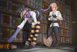 anduin_wrynn athletic_female draenei flashing human interspecies library panties school_uniform schoolgirl skirt skle world_of_warcraft