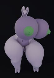 3d animated anthro big_breasts bouncing_breasts breasts clothing darkdraketom female goodra green_nipples huge_breasts legwear looking_at_viewer nintendo nipples pokémon_(species) pokemon pokemon_(species) purple_body short_playtime solo thigh_highs video_games wide_hips