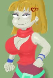 1girls all_grown_up angelica angelica_pickles big_breasts cleavage female female_only gatherer huge_breasts rugrats solo