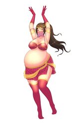 1girls absurdres belly_dancer big_breasts breasts cleavage female female_only highres huge_belly junybritania large_breasts pregnant ready_to_pop solo