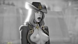 1girls 3d 4k ahe_gao blender epic_games fortnite gamir_sfm hat monochrome narrowed_eyes nude oral pale-skinned_female petite red_lipstick seductive_eyes seductive_mouth tagme throat tongue_out topless_female victoria_saint white_hair yellow_eyes